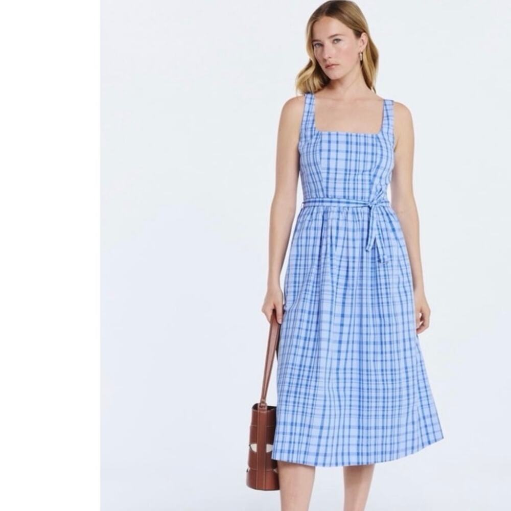 Free Assembly Blue Plaid Midi Dress‎ Size Large